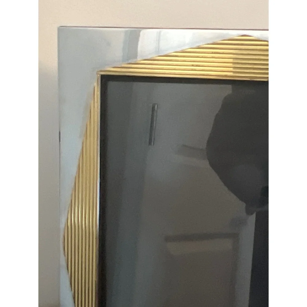 Vintage Art Deco Style Mixed Metal Picture Frame Silver Gold Tone 8x10 Geometric